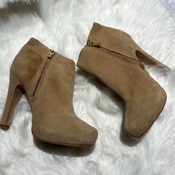 Colin Stuart Victoria secret Tan Suede Fashion show boots Size 8.5. B76 - Picture 3 of 10